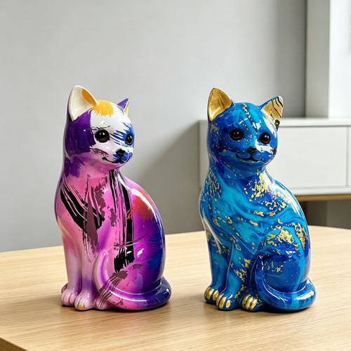 Artistic cat figurine in vibrant design Bowlift