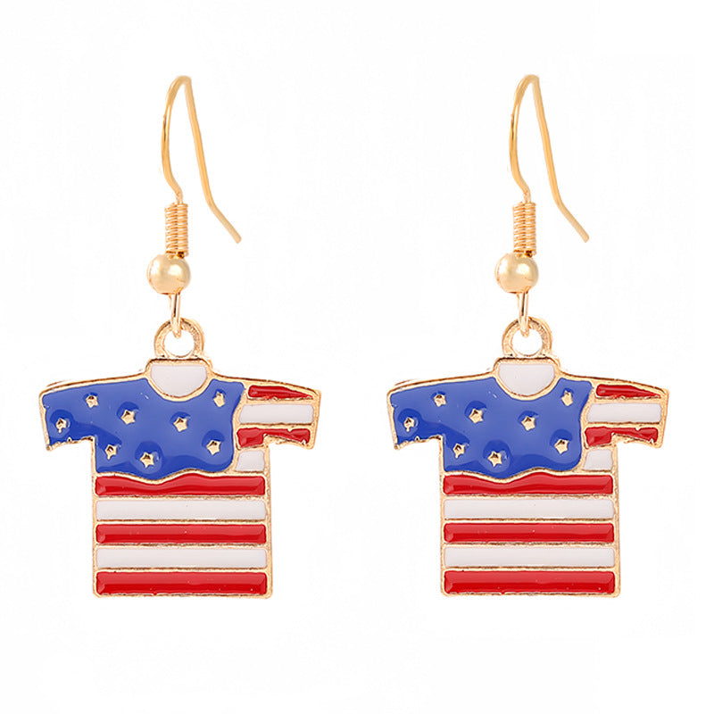 Women's nan patriotic horseshoe enamel dangle earrings with star-accented design and fishhook findings Bowlift