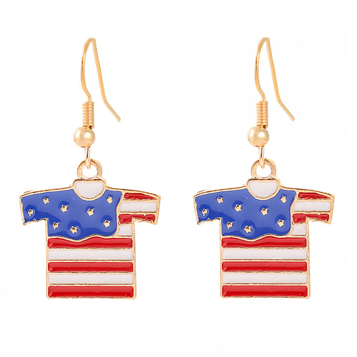 Ladies enamel earrings horseshoe with star stripe motif Bowlift