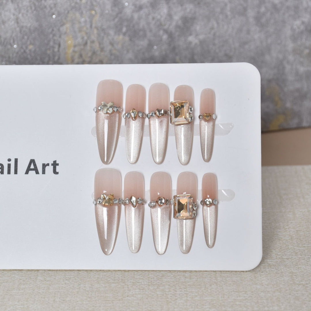 Luxury Rhinestone-Accent Press-On Nail Extensions Bowlift
