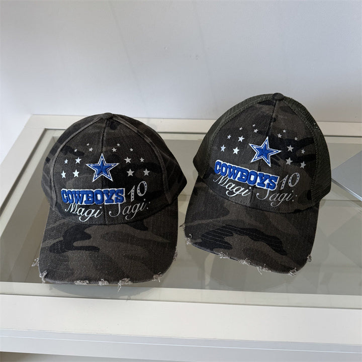 Men's Distressed Camouflage Graphic Baseball Cap Bowlift