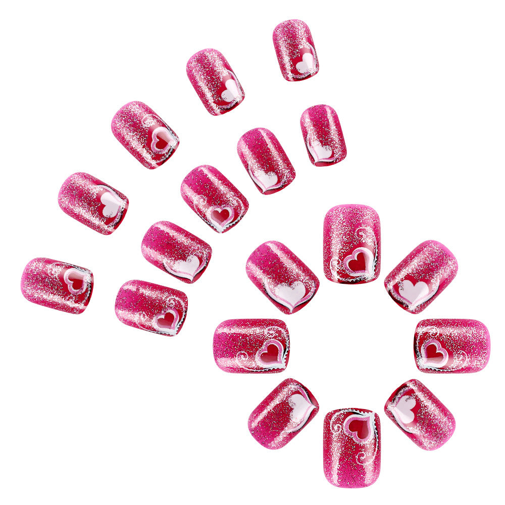 Heart-Themed Glitter Nail Art Set Bowlift