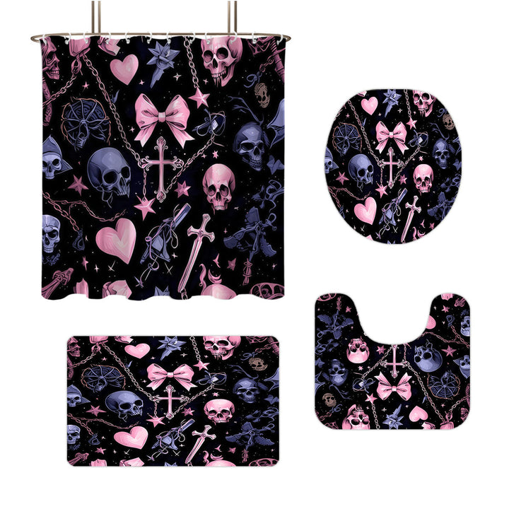 Artistic Skull and Floral Themed Bathroom Set Bowlift