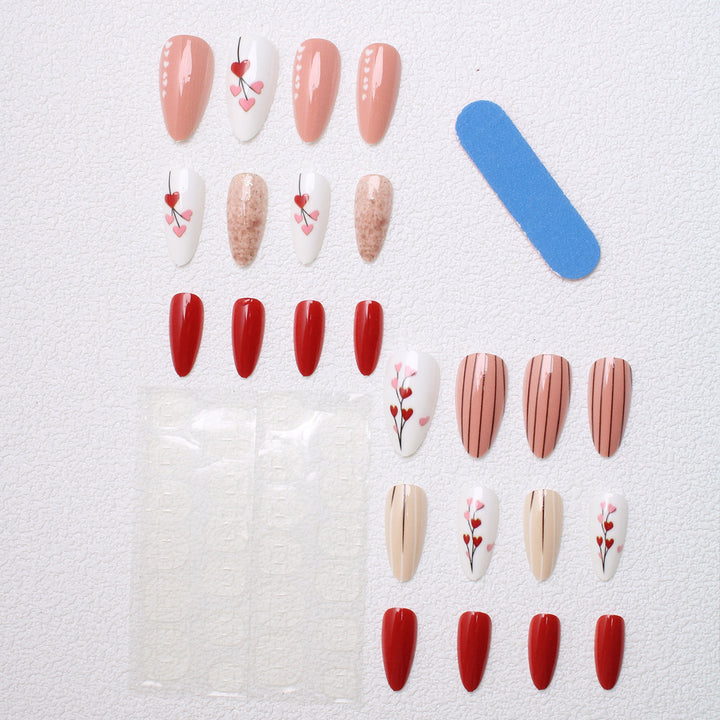 Artistic Heart-Designed Press-On Nails Bowlift