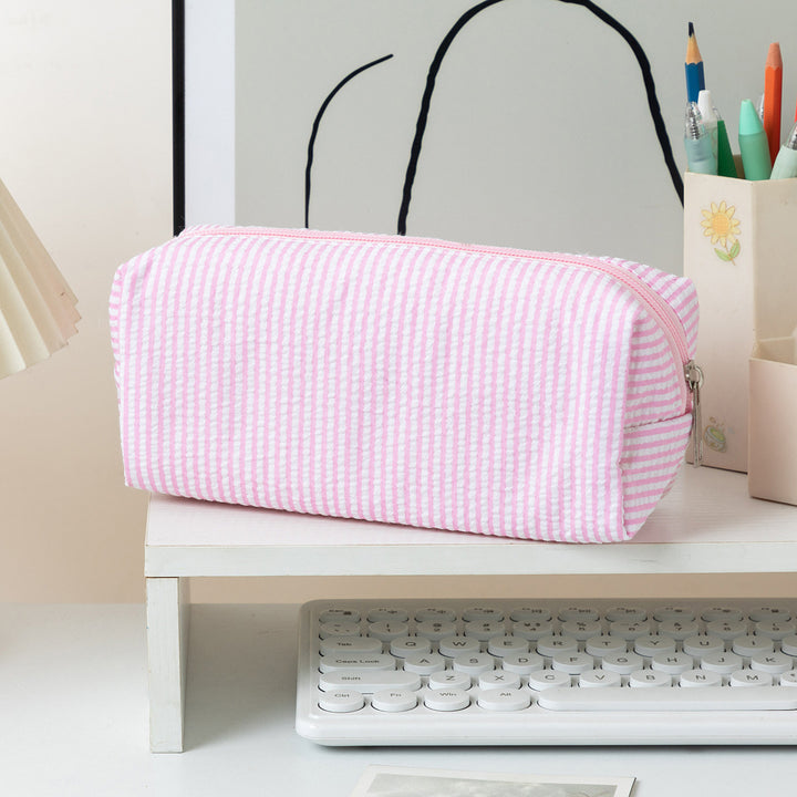 Striped Zippered Pencil Case Bag Bowlift