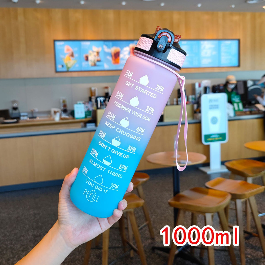 Ladies motivating water bottle with time markings Bowlift
