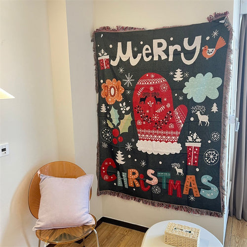 Cozy Holiday-Themed Tapestry Blanket