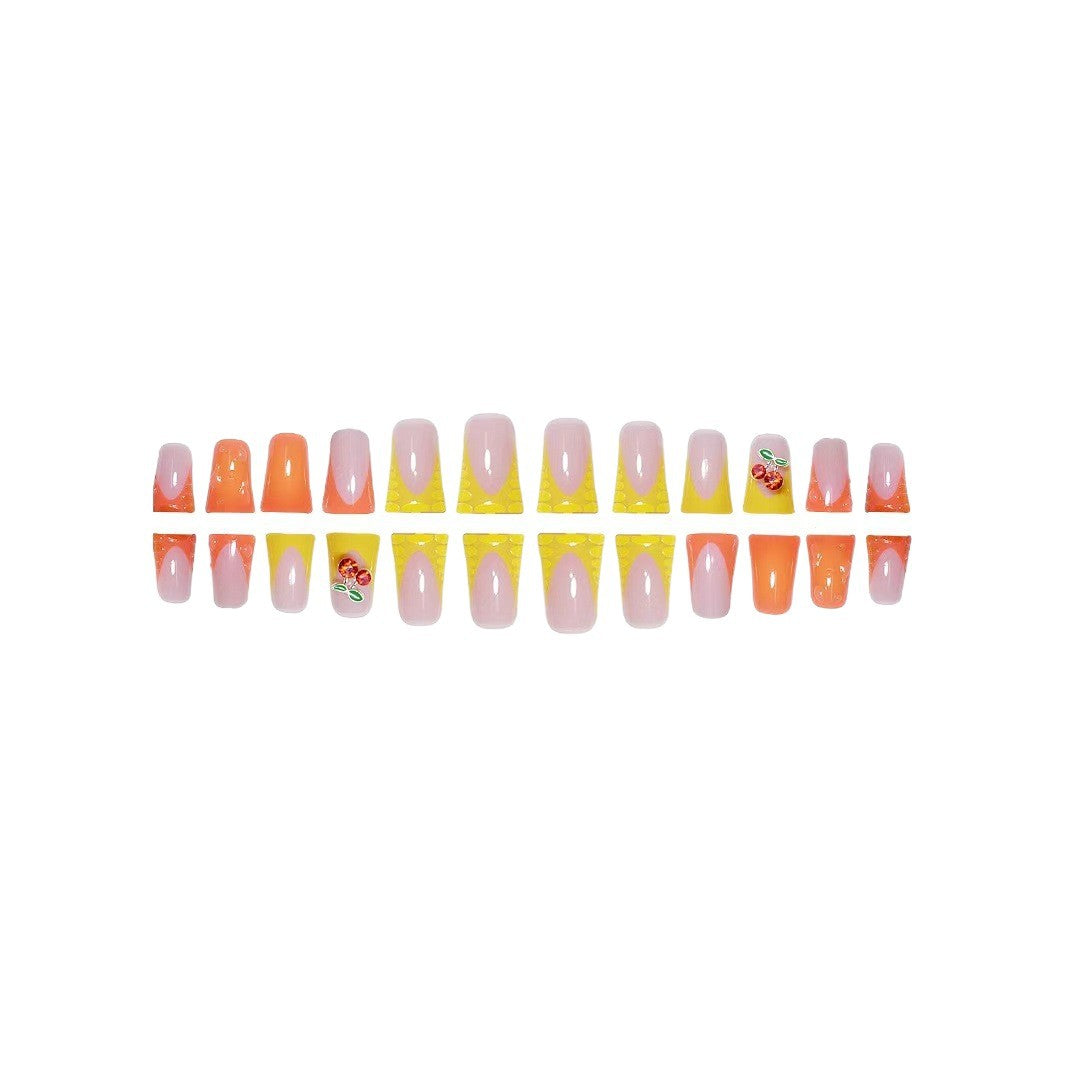 Creative Cherry-Themed Press-On Nail Art Bowlift