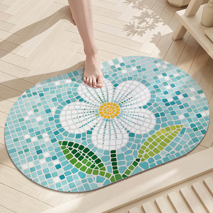 Floral Mosaic Bathroom Mat Bowlift