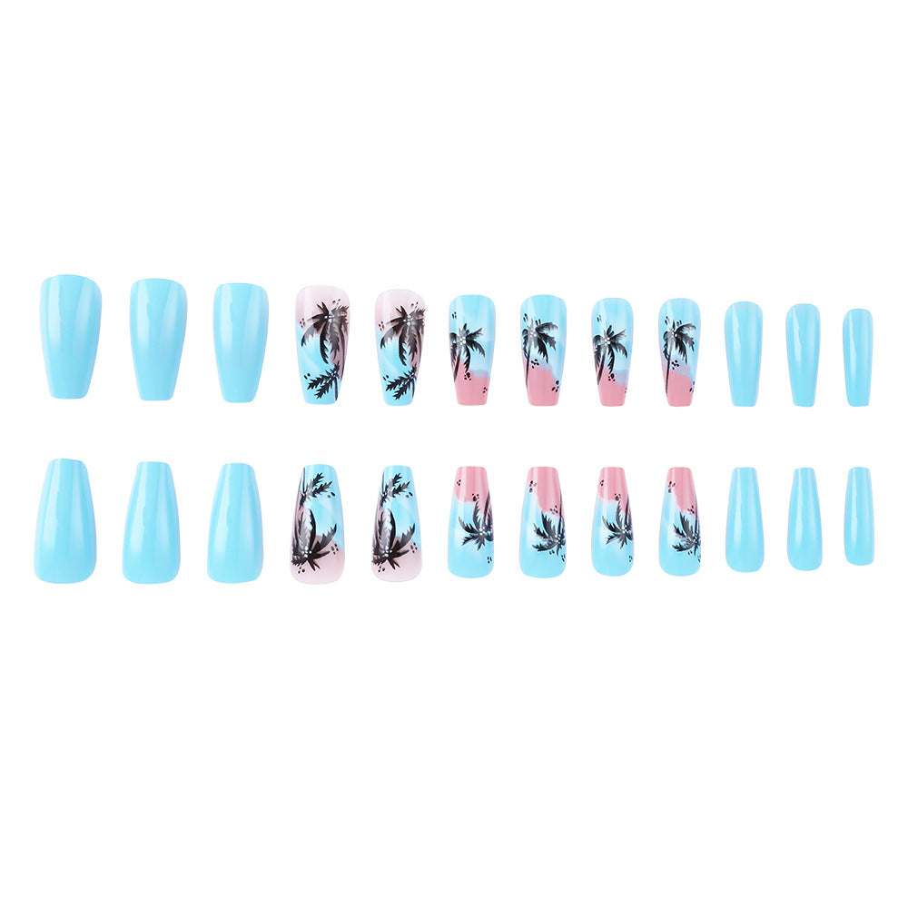 Artistic Tropical Island Press-On Nail Art Bowlift