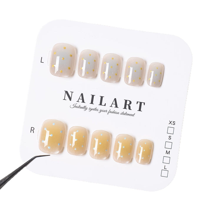 Artistic Press-On Nail Set with Whimsical Dot Designs Bowlift