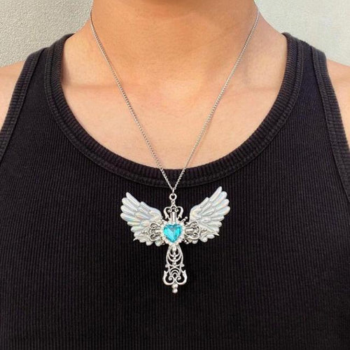 Angel Wing Heart Pendant Necklace Bowlift