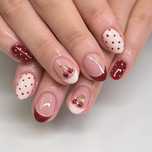 Artful Nail Art with Cherry Design Bowlift