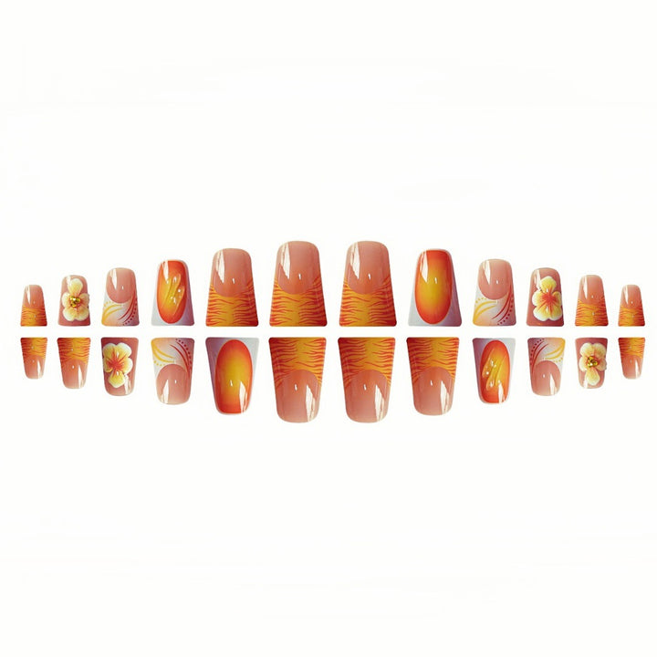 Decorative Floral Press-On Nail Set Bowlift