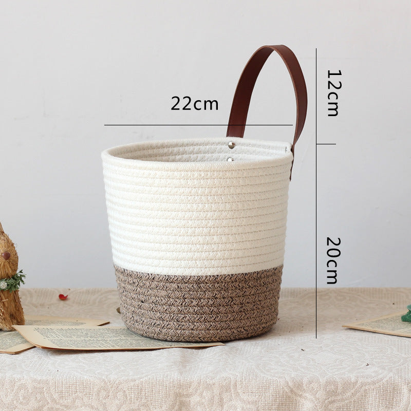 Decorative basket with leather handle Bowlift