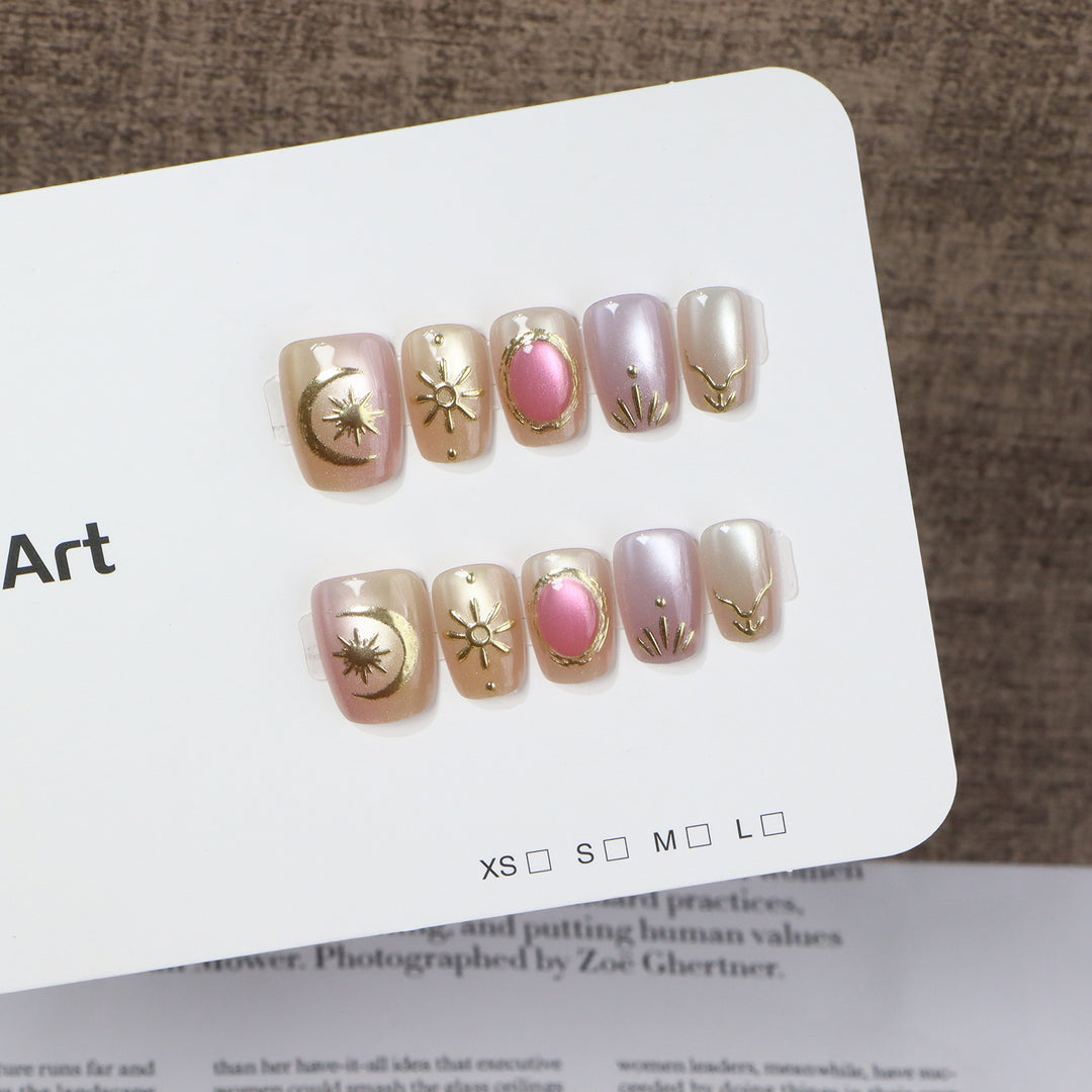 Decorative Nail Art with Gold Accents Bowlift