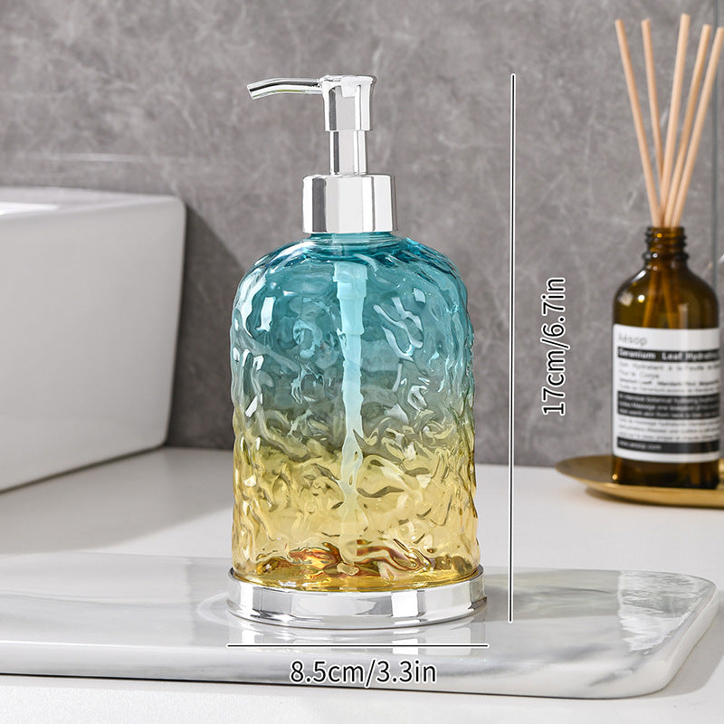 Ribbed Glass Soap Dispenser with Gold Pump Refillable Lotion Bottle Bowlift