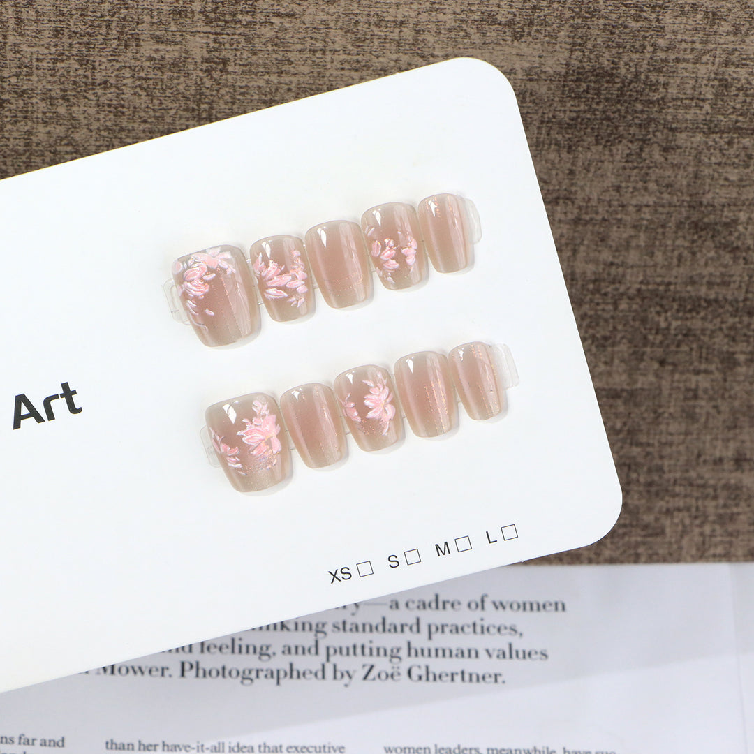 Floral Design Press-On Nail Set Bowlift