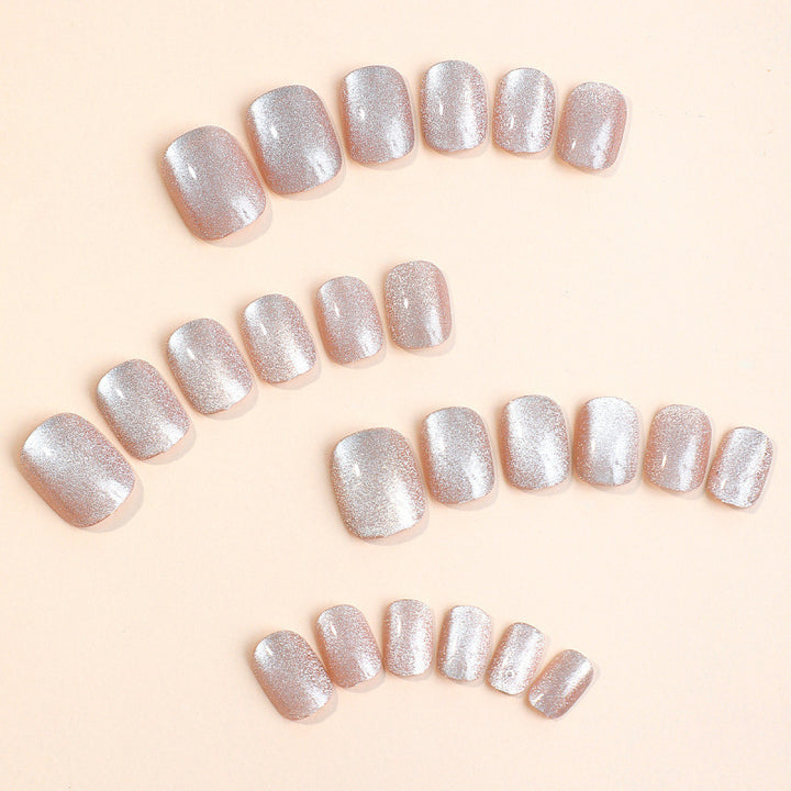 Glittery Short Square Press-On Nails Bowlift