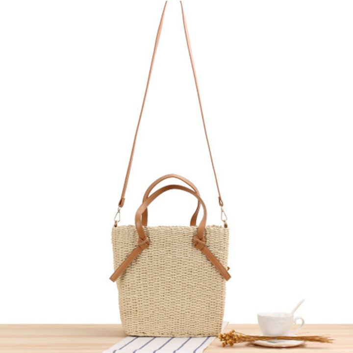 Elegant Braided Shoulder Bag with Leather Handles Bowlift