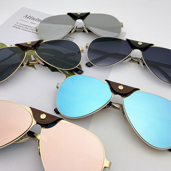 Retro Pilot Sunglasses with Blue Tinted Lenses Bowlift