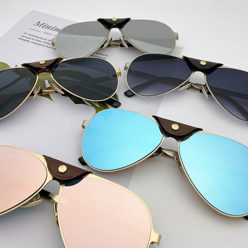 Retro Pilot Sunglasses with Blue Tinted Lenses Bowlift