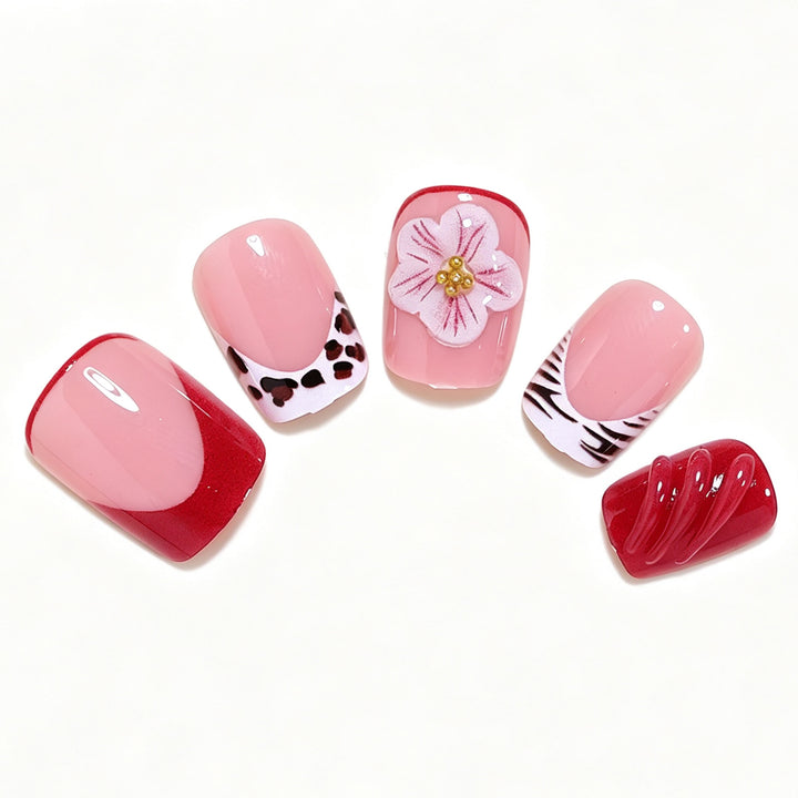 Decorative Floral Press-On Nail Art Set Bowlift