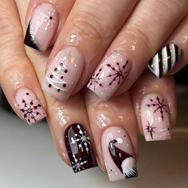 Artificial Nails in Festive Christmas Design Bowlift