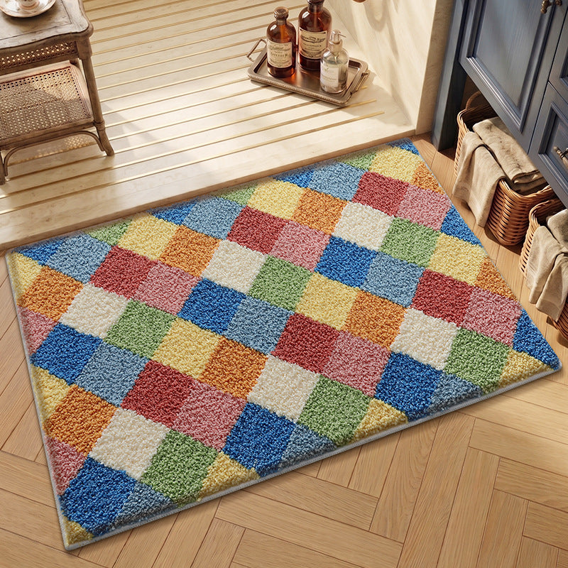 Soft Plush Checkered Bath Mat Bowlift