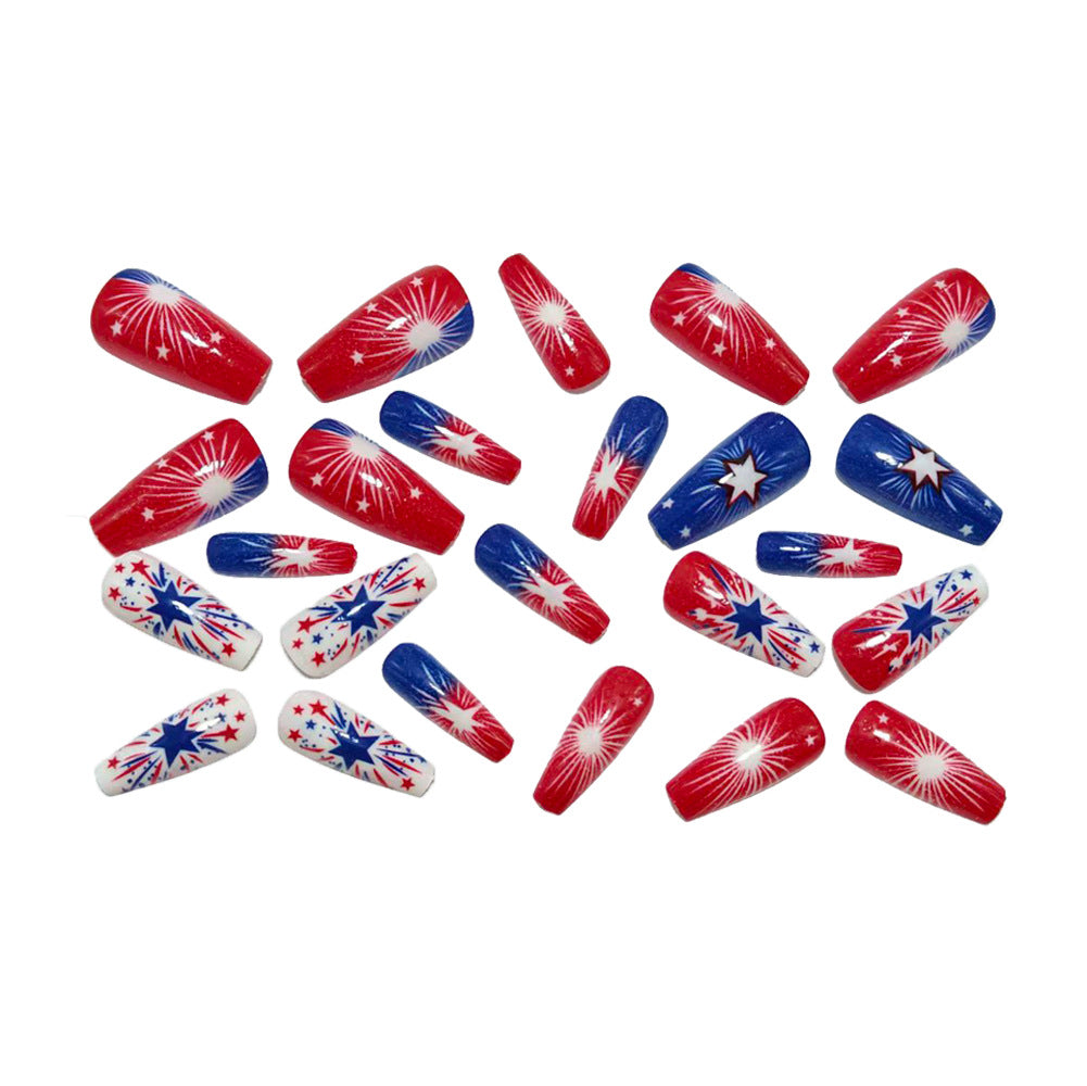 Artificial Nails in Festive Fireworks Design Bowlift