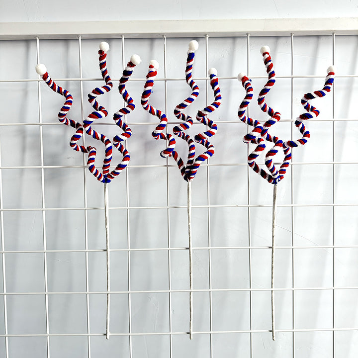 Unisex decorative spiral decoration stake with tinsel vines and ball ends Bowlift