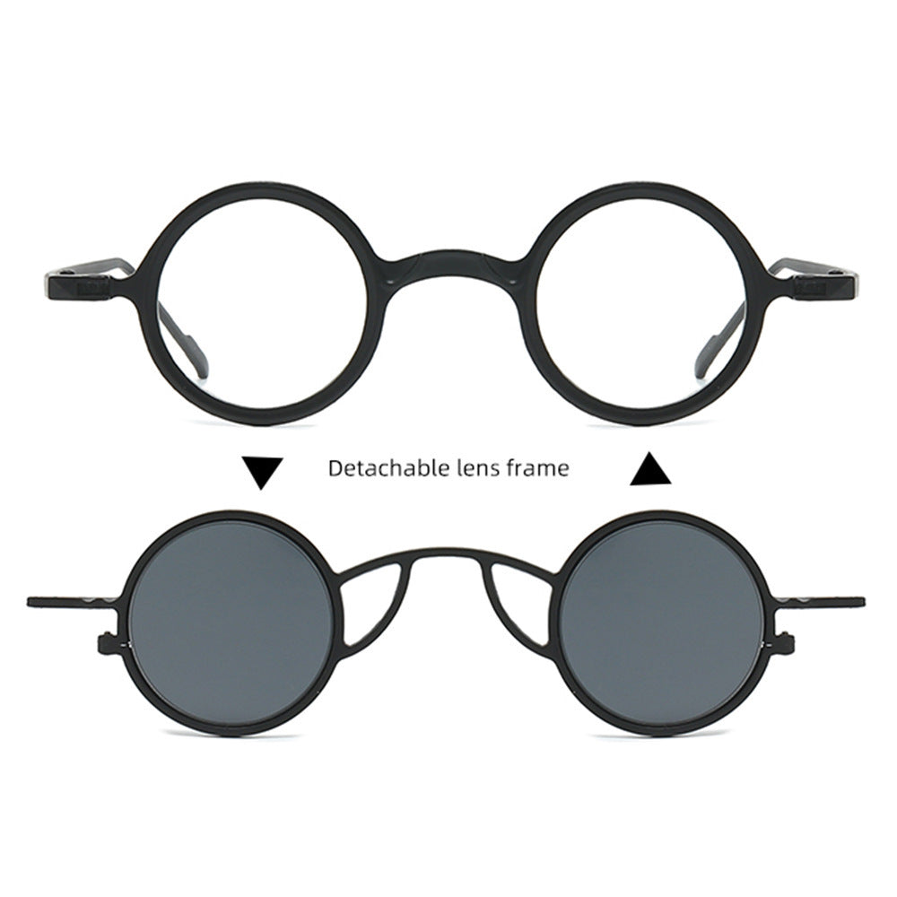 Women's Retro Round Sunglasses with Double Frame Bowlift