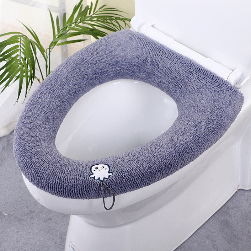 Plush Microfiber Toilet Seat Cover with Elastic Anti-Slip Strap Bowlift