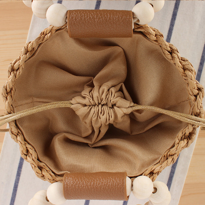 Trendy Handbag with Wooden Bead Handle Bowlift