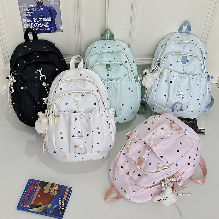 Backpack with Colorful Star Pattern and Versatile Compartments Bowlift