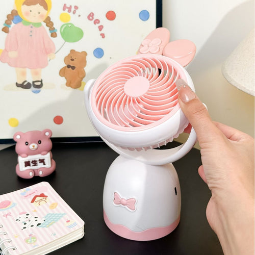 Ladies Portable Hand Fan with Cute Cat Ear Design Bowlift