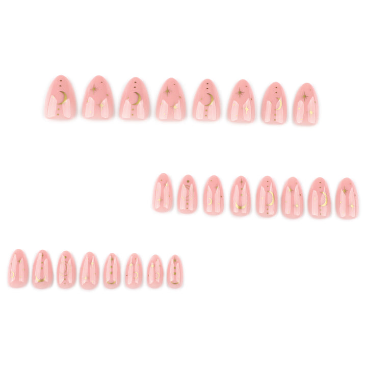Artful Nail Extensions with Moon-Shaped and Star-Shaped Decorations Bowlift