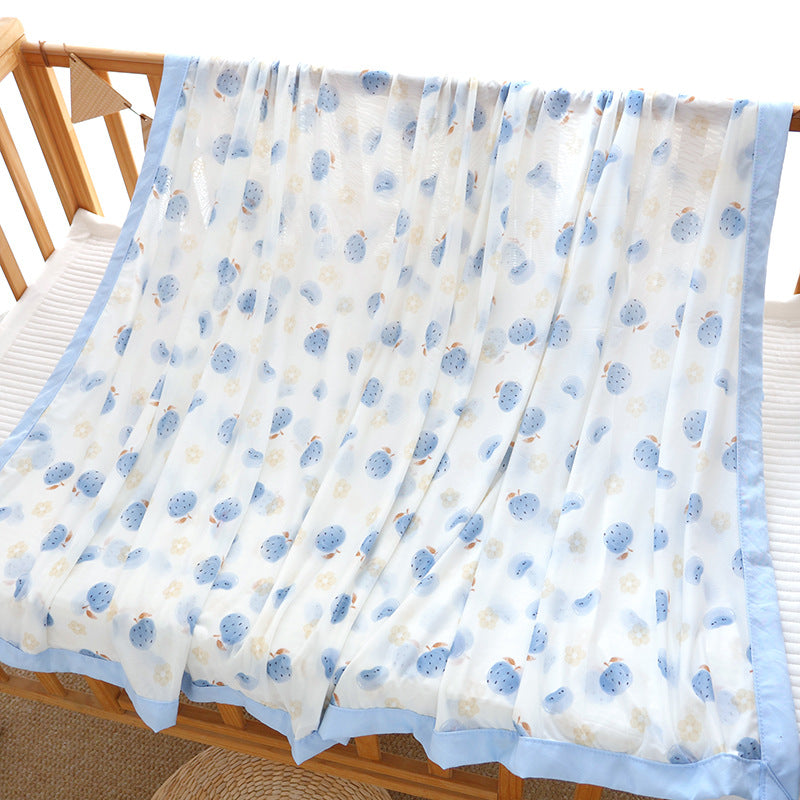 Unisex Nan cozy baby blanket made of cotton muslin with breathable filling and satin edge Bowlift