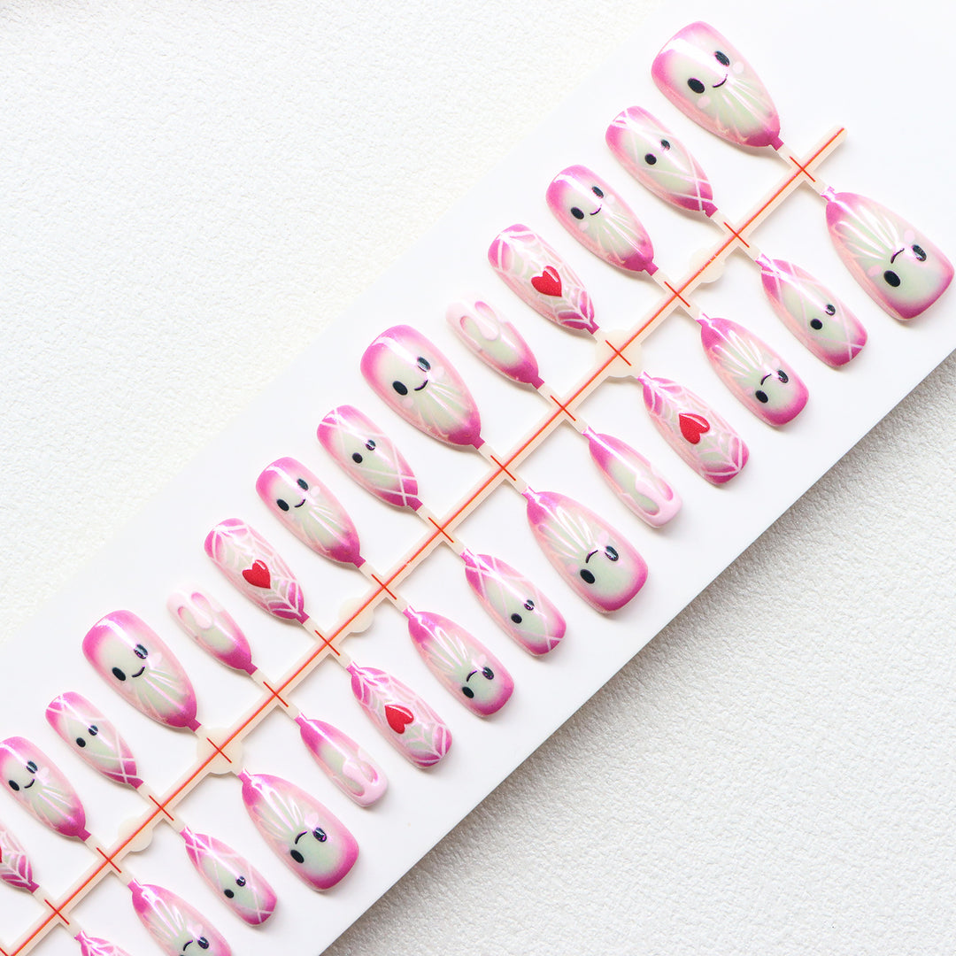 Whimsical Character Press-On Nail Art Set Bowlift