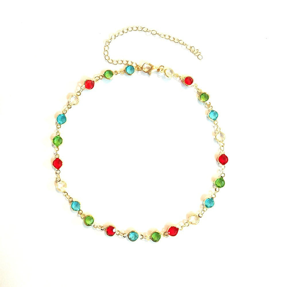 Colorful Gemstone Chain Necklace Bowlift