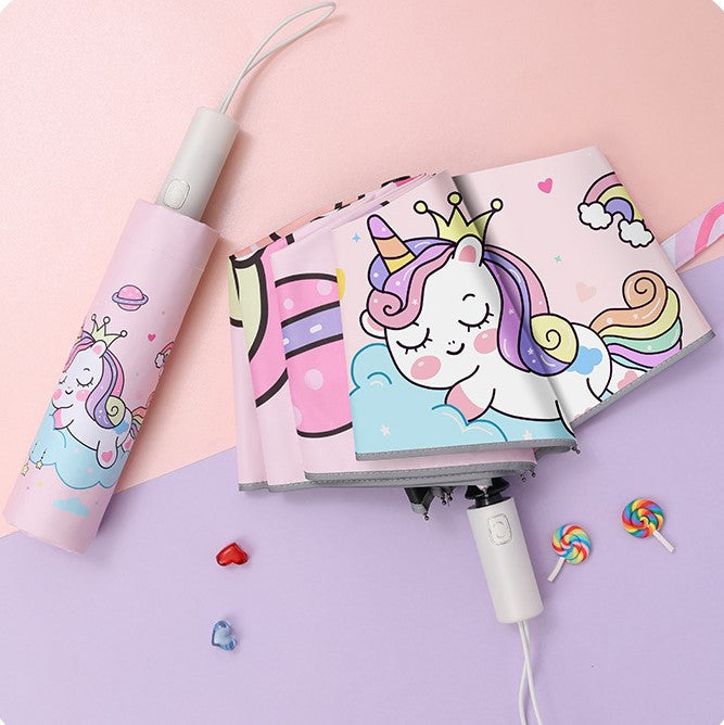 Ladies Folding Umbrella with Animal Motifs Bowlift