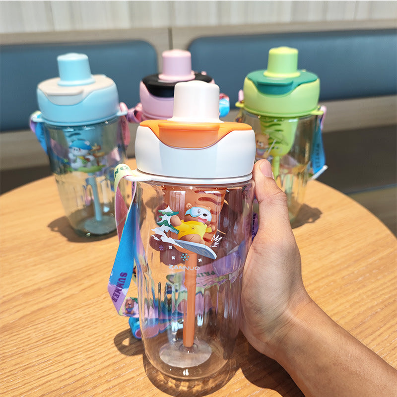 Ladies playful water bottle with removable straw Bowlift