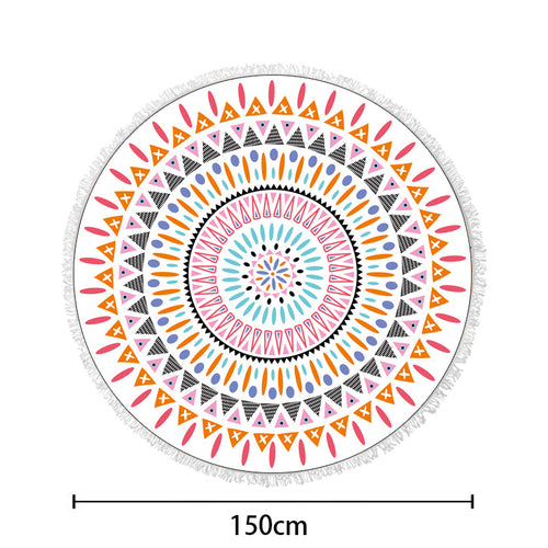 Round beach towel with artistic lotus motif Bowlift
