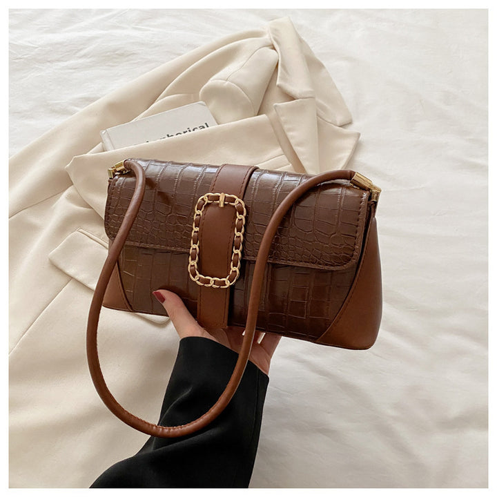 Crocodile Patterned Chain Strap Handbag Bowlift