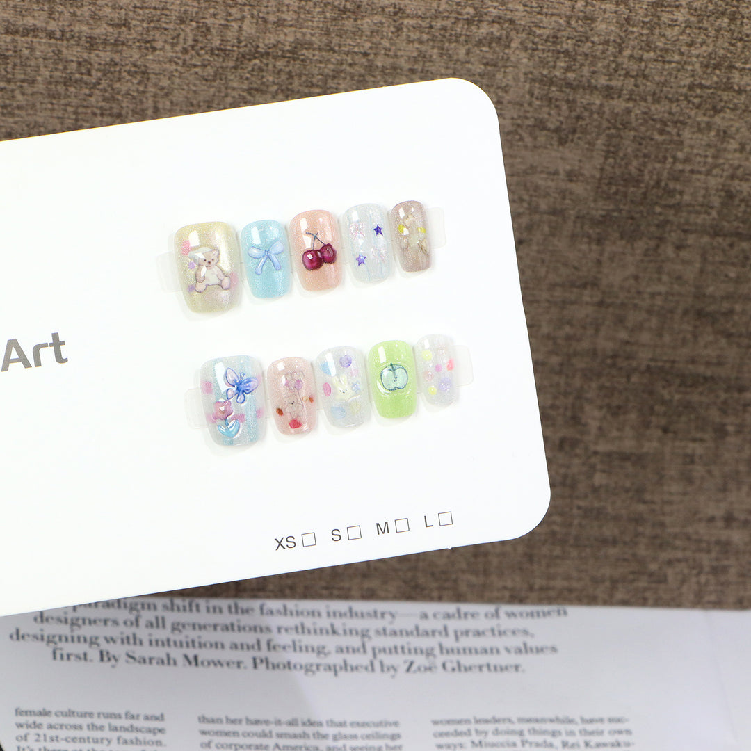 Creative Character-Themed Press-On Nail Art Set Bowlift