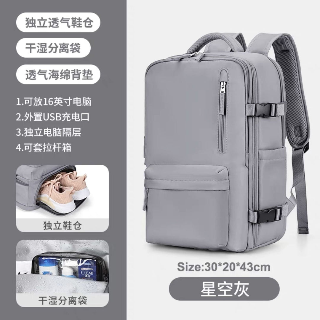 Multifunctional Backpack With Separate Shoe Compartment And USB Charging Port Bowlift