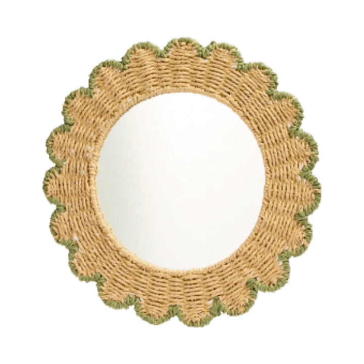 Decorative Round Wall Mirror with Natural Rattan Frame Bowlift