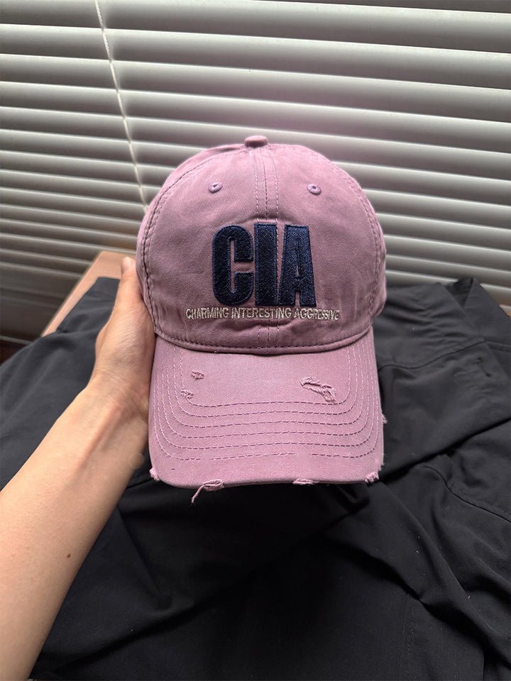 Distressed Cotton Logo Baseball Cap