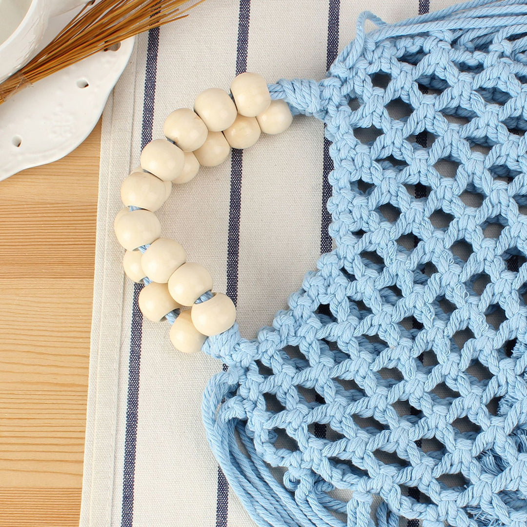 Macrame Handbag with Wooden Handles Bowlift