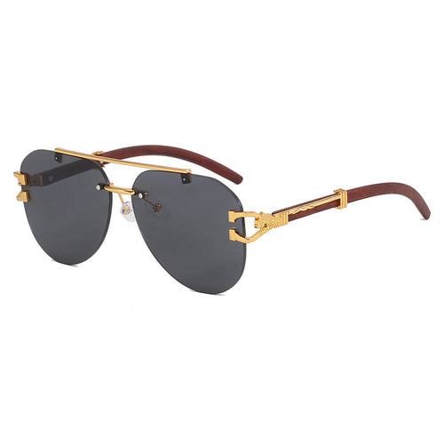 Ladies fashionable pilot sunglasses with luxurious metal accents and wood details Bowlift